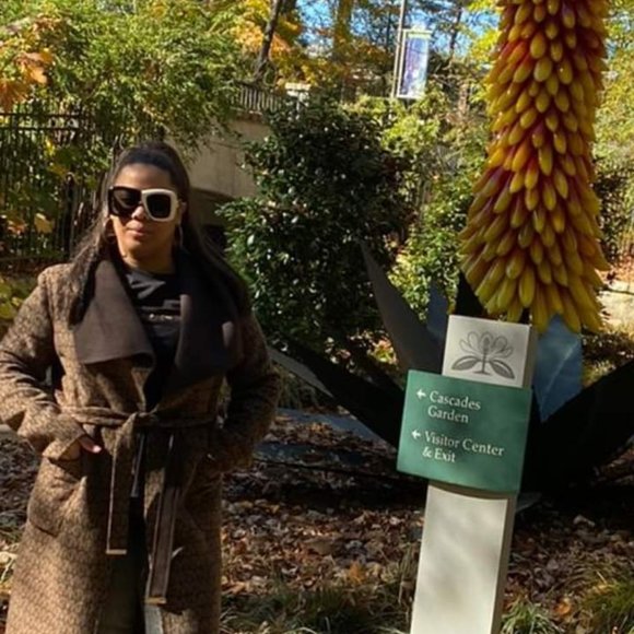 Michael Kors Wool Blend Logo Jacquard Wrap Belted Coat Brown / Black size M - Picture 7 of 7